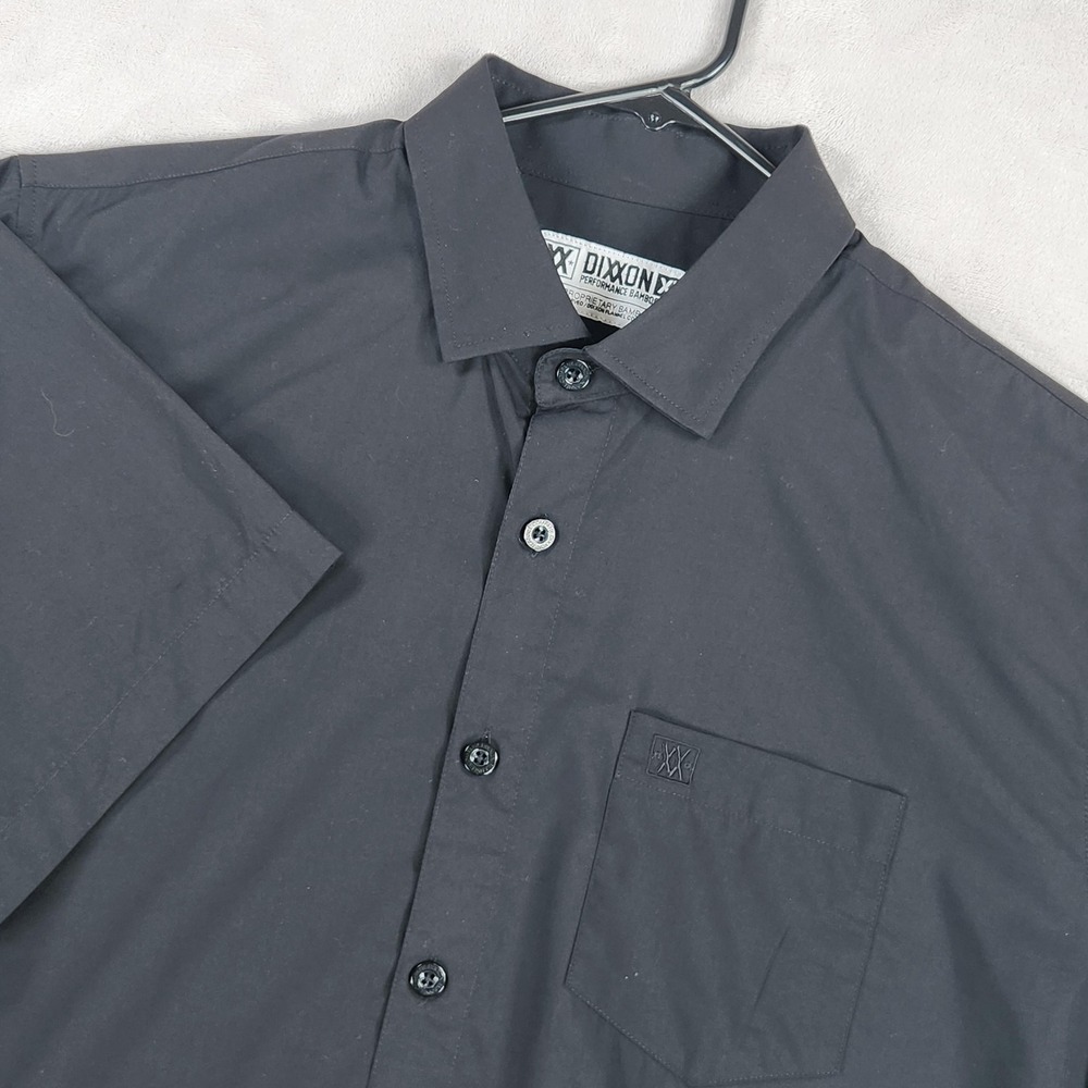 Dixxon Shirt Mens XL Black Performance Bamboo Short Sleeve Button Up Casual